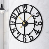 1 x RAW Customer Returns HAITANG Large Modern Wall Clock Living Room, Black Wall Clock Round Metal Silent Non Ticking Battery Operated, 16 Inch Arabic Numerals, Clocks for Bedroom, Vintage Style Kitchen Decoration - RRP €40.32