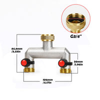 1 x RAW Customer Returns VAYALT 2-way faucet water distributor, distributor water 3 4 inch brass water connection distributor, garden hoses with 3 4 adapter, ball valve for adjusting and shutting off the water flow  - RRP €24.58