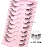 1 x RAW Customer Returns Parriparri Half Eyelashes Natural Artificial 10 Pairs Cat Eye Clear Band Half Cateye Fluffy False Natural Fake Lashes - RRP €8.99