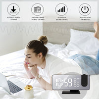 1 x RAW Customer Returns Alarm clock with projection radio alarm clock, digital projection alarm clock with USB port, 7.5 inch large mirror LED display, snooze dual alarm, FM radio, 4 display brightness with automatic dimming function black  - RRP €31.53