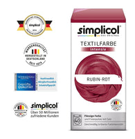 1 x RAW Customer Returns simplicol Textile Dye Intensive 18 Colors , Ruby Red 1804 Pack of 2, Dark Red Easy to dye in the washing machine, all-in-1 complete pack - RRP €19.49