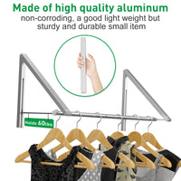 1 x RAW Customer Returns Anjuer Laundry Drying Rack Wall Mounted Clothes Hanger Folding Wall Hanger Aluminum Clothes Rack Home Organizer Space Saving Silver 2 Rakcs with Rod - RRP €22.3