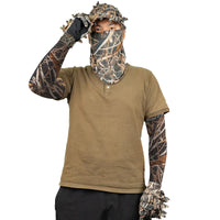 1 x Brand New Tongcamo Hunting Face Mask Gaiter with Ghillie, Camouflage Gloves Leafy, Arm Sleeves for Men Women Waterfowl Duck Turkey Hunting Blinds, Pack of 6 Hunting Accessories - RRP €36.0