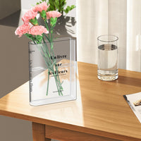 1 x RAW Customer Returns Book vase, book vase, clear acrylic book vase, tulip vase, book vase transparent, book-shaped vase for flowers, book-shaped book flower vase for bedroom table decoration living room office - RRP €10.96