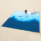 6 x RAW Customer Returns DEWUR beach blanket sand-free XXL beach towel waterproof beach mat picnic blanket large for vacation beach camping travel 300x290cm, Sea Fish  - RRP €145.14