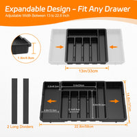 1 x RAW Customer Returns iDavosic.ly Cutlery Tray for Drawers, Expandable Cutlery Insert for Drawers Cutlery 0rganizer Kitchen, Adjustable Cutlery Holder Cutlery Spoon Forks Plastic Knives, Black - RRP €20.14