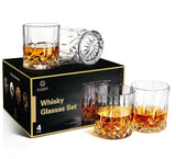 1 x RAW Customer Returns GLASKEY Whiskey Glasses Set of 4, 315ml Lead-Free Crystal Water Glasses, Cocktail Rum Vodka Scotch Gin Cognac Water Whiskey Heavy-Based Glasses, Whiskey Glass Gift Set for Men, Dad, Brother - RRP €23.59