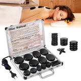 1 x RAW Customer Returns Hot Stone Massage Set, 21 Pieces Hot Stone Massage Set with Heater, Massage Stone in a Portable Heating Case, Basalt Stones Suitable for Home Use, Spa, Massage Therapy Relaxation 21 Pieces  - RRP €57.0