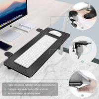 1 x RAW Customer Returns VAYDEER ergonomic desk extension, table extension, desk extender, clamp mouse tray, keyboard tray, armrest shelf, computer desk extension, support for the elbow arm black  - RRP €50.41