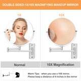 1 x RAW Customer Returns FFowcye 8 makeup mirror wall mount with 10x magnification, foldable shaving mirror double-sided 360 swivel wall mount for bathroom, chrome - RRP €29.99