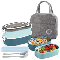 1 x RAW Customer Returns UHAPEER lunch box for adults, food box with bag, lunch box for children with 3 compartments, portable leak-proof lunch box, microwave-safe bento box for work, school, picnic, travel - RRP €25.78