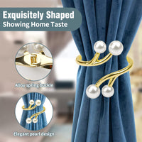 13 x Brand New Pack of 2 curtain tiebacks, tie hooks for curtains, curtain buckle curtain clip curtain holder for indoor use, living room, bedroom pearl  - RRP €116.87