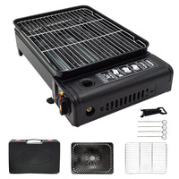 1 x RAW Customer Returns Camping Grill Set Camping BBQ Set Portable Cassette Grill with Grill Rack, Grill Pan Clip - Camping Stove Portable Gas Grill Gas Burner with Case - RRP €74.99