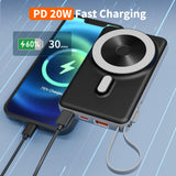 1 x RAW Customer Returns Power Bank 20000mAh, Magnetic Wireless Charger, Wireless Power Bank with Cable, USB C Mini Battery Pack, External Cell Phone Batteries LED Display, PD 20W Fast Charging for iPhone, Smartphones, Small But Strong - RRP €39.31