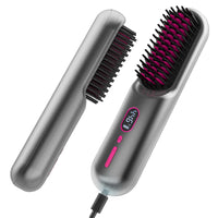 1 x RAW Customer Returns Cordless Hair Straightening Brush, iTayga Upgraded Portable Hair Straightening Brush for Women with Travel Size, 2 in 1 Negative Ion Hair Straightening Comb, 10000mAh USB Rechargeable Hot Comb, Gray - RRP €59.99