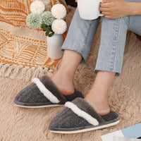 1 x RAW Customer Returns GOEWY Slippers Women Men Winter Plush Warm Slippers Soft Flat Memory Foam Home Non-Slip Slippers Grey, 43 44 EU  - RRP €19.15