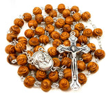 3 x RAW Customer Returns Nazareth Store Catholic Prayer Necklace Rosary with Carved Olive Wood Beads, Holy Land Medallion and Metal Crucifix - RRP €27.78