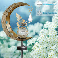 1 x RAW Customer Returns Moon solar lamps for outdoor garden decoration, patio decoration, gifts for women, garden light, waterproof path light with suncatcher crystal, solar lights for outdoor ball, patio, yard, lawn - RRP €22.04