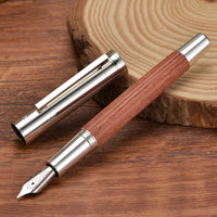 1 x RAW Customer Returns Hongdian 1866 Extra Fine Soft Iridium Fountain Pen Chinese Knot Carving Retro Design Bubinga Wood with Metal Case - RRP €21.38