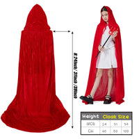 3 x Brand New ZUCOS Velvet Hooded Cloak, Adult Children Halloween Cloaks Long Halloween Costume Unisex Witch Red 60cm - RRP €53.61