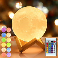 1 x RAW Customer Returns Mydethun 2024 Update 16 Colors Moon Lamp with Wooden Base, 12cm LED 3D Moonlight, Remote Control, USB Charging, Valentine s Day Gift, Night Light, Lamp for Kids, Girls, Bedroom, Home Decoration - RRP €24.48