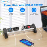 1 x RAW Customer Returns Power strip 4-way desk with USB C PD 20W, Ohuo table socket USB C 20W multiple sockets 4-way with switch, 2 USB-A and USB-C ports, 1.8m cable - RRP €30.0