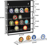 1 x RAW Customer Returns HHUXIUE Challenge Coin Display Case for Coins, Acrylic Military Challenge Coin Holder with Removable Shelves and Magnetic Door, Coin Box for 45 Military Medals, Poker Chip, Transparent - RRP €39.99