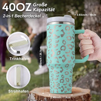 1 x RAW Customer Returns PRAOAHEI 40oz thermal mug with straw and handle, 1180 ML double-walled stainless steel hot cold drinks vacuum drinking cup, coffee mug for home travel mint green 02 - RRP €32.26