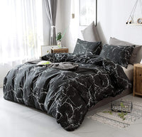 1 x RAW Customer Returns AShanlan Marble Bed Linen 140x200 Black Marble Look 2-Piece Microfibre Modern Marbled Bed Linen Set Single Bed Duvet Cover with Zip Pillowcase 70 x 90 cm - RRP €27.22