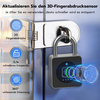 1 x RAW Customer Returns Padlock fingerprint, Eseesmart lock fingerprint, Bluetooth and fingerprint, waterproof padlock, for gym, luggage, warehouses, cargo car, garage, locker - RRP €38.99