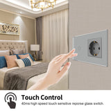 1 x RAW Customer Returns JIMEIDA socket with light switch gray, glass touch light switch with flush-mounted socket, 1-way 1-pole wall switch with status LED, 500 W way - RRP €19.15