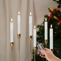 4 x Brand New Eywamage White Flameless LED Taper Candles with Remote Control, Battery Wax Stick Candles Set of 6 - RRP €120.96