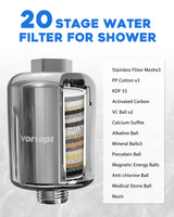 76 x Brand New Vortopt Shower Head Filter for Hard Water, 20 Stages, Revitalizing Shower Filter with High Performance, Reduces Chlorine Heavy Metals, Dry Itchy Skin, Chrome, DB-1 - RRP €2507.24