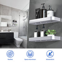 1 x RAW Customer Returns Bestdon Shower Shelf No Drilling, Shower Shelf Self-Adhesive Shelf, Shower Basket Shelves Wall Shelf Aluminum Silver, Bathroom Shelf Hanging for Bathroom, Kitchen Organizer Shower - Pack of 2 - RRP €28.51