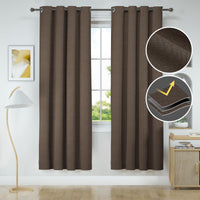 1 x RAW Customer Returns Ystyle 100 Blackout Curtains 2 Pieces, 140 260cm, Linen Effect Curtains for Indoors, Cold and Warm Thermal Insulating Curtain, Living Room Bedroom Curtains, Sound-Absorbing Curtains with Rings, coffee - RRP €45.99