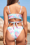 1 x Brand New SHEKINI Women s Two Piece Bikini Set Push-Up Crossover Lace-up Bikini Top Swimsuit Low Waist Triangle Bikini Bottoms Swimwear Tie Dye, M  - RRP €34.24