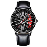 1 x RAW Customer Returns RWXCOW Men s Watch Creative Wristwatches, Car Wheel Rim Hub Watch, Car Wheel Rim Hub Watch, Men s Sport Waterproof Wristwatch, 3D Car Wheel Rim Hub Quartz Men s Watch, Black Steel with Red Needle - RRP €21.79