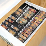 1 x RAW Customer Returns TXErfolg spice rack for drawers spice drawer insert black with sticker spice organizer made of aluminum adjustable width 32-62cm length 14-44cm spice racks for different drawers - RRP €36.04