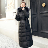 1 x RAW Customer Returns aromm women s winter coat maxi length warm quilted coat red with faux fur hood, S - RRP €55.45