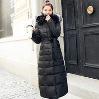 1 x RAW Customer Returns aromm women s winter coat maxi length warm quilted coat grey with faux fur hood, L - RRP €49.96