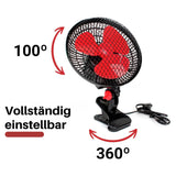 1 x RAW Customer Returns GROWMANIA Oscillating Fan 2 Speeds 20cm 20W Power Electric Fan Black with 3 Red Blades Quiet 360 Degrees - RRP €26.95