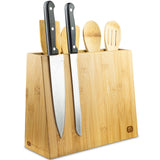 1 x RAW Customer Returns naturlik magnetic knife block 5-piece cooking spoon set - 2 in 1 knife block without knives kitchen utensil holder - bamboo magnetic knife holder - magnet knife holder - kitchen organizer - RRP €35.2