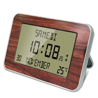 1 x RAW Customer Returns FISHTEC radio-controlled alarm clock - calendar with date and time - large display - 2 alarms - temperature - 24 x 14 cm - wall mounting or stand - wood look - RRP €33.26