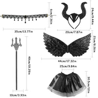 5 x Brand New TOPJOWGA Devil Costume Children, 5 Pieces Queen Horns Costume Set, Queen Horns Headband, Tutu Skirt, Wings, Necklace, Magic Wand, Queen Horns Costume Children for Cosplay Carnival Halloween - RRP €80.7