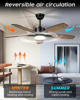 1 x RAW Customer Returns ORTHLAND 106cm ceiling fan with lighting and remote control, 5 blades reversible ceiling fan with light, ceiling lamp fan with quiet DC motor for bedroom, 6 speeds - RRP €112.93