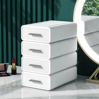 1 x RAW Customer Returns Vinteky Stackable Visible Storage Boxes Office Storage Systems Cosmetic Storage Box with Drawers Visible Single Box White  - RRP €35.99