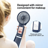 2 x RAW Customer Returns Handheld Fan, USB Rechargeable Portable Mini Fan, Personal Small Quiet Handheld Fan 4 Speeds with Mirror, 2000mAh Battery Table Fan for Office Home Travel - RRP €29.88