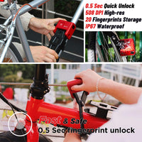 1 x RAW Customer Returns ZiiLock X Smart Folding Bike Lock, Fingerprint and Smartphone App Bluetooth Unlocking Red  - RRP €104.86