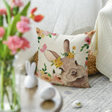 1 x Brand New Artoid Mode Easter Bunny Cushion Cover Floral Pattern 45x45cm Spring Seasonal Sofa Living Room Decoration - RRP €22.8