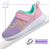 5 x Brand New Girls shoes, children s trainers, glitter sports shoes, running shoes, indoor shoes, sneakers, Velcro fastening, tennis shoes, festive for teenagers, 22 EU, purple pink - RRP €131.05